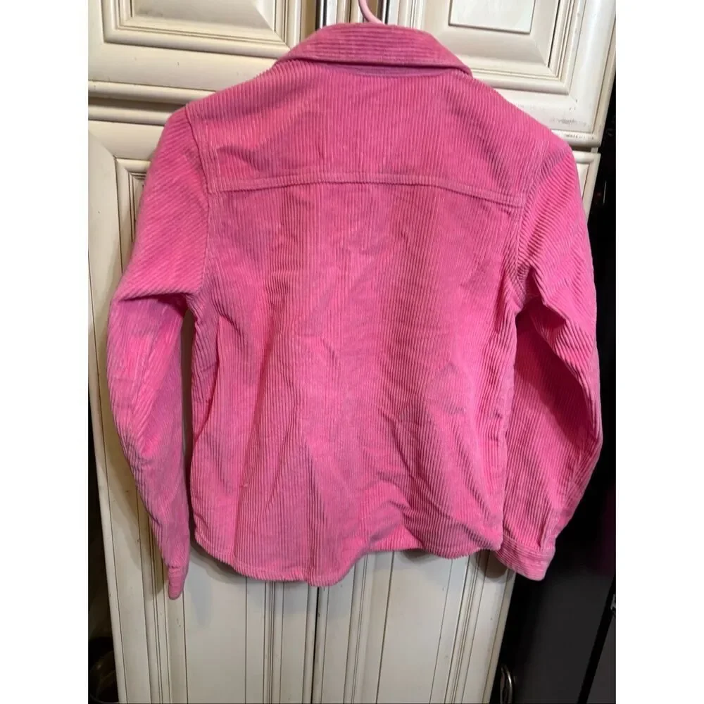 PacSun Kids Corduroy Collared Button Front Long Sleeve Shacket Pink Size Large
